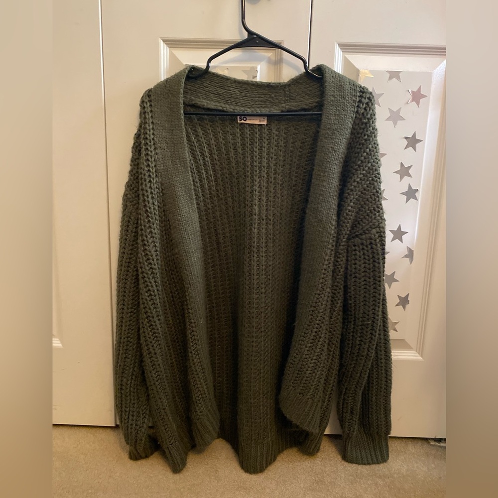 Cozy Olive Green Knit Cardigan Sweater